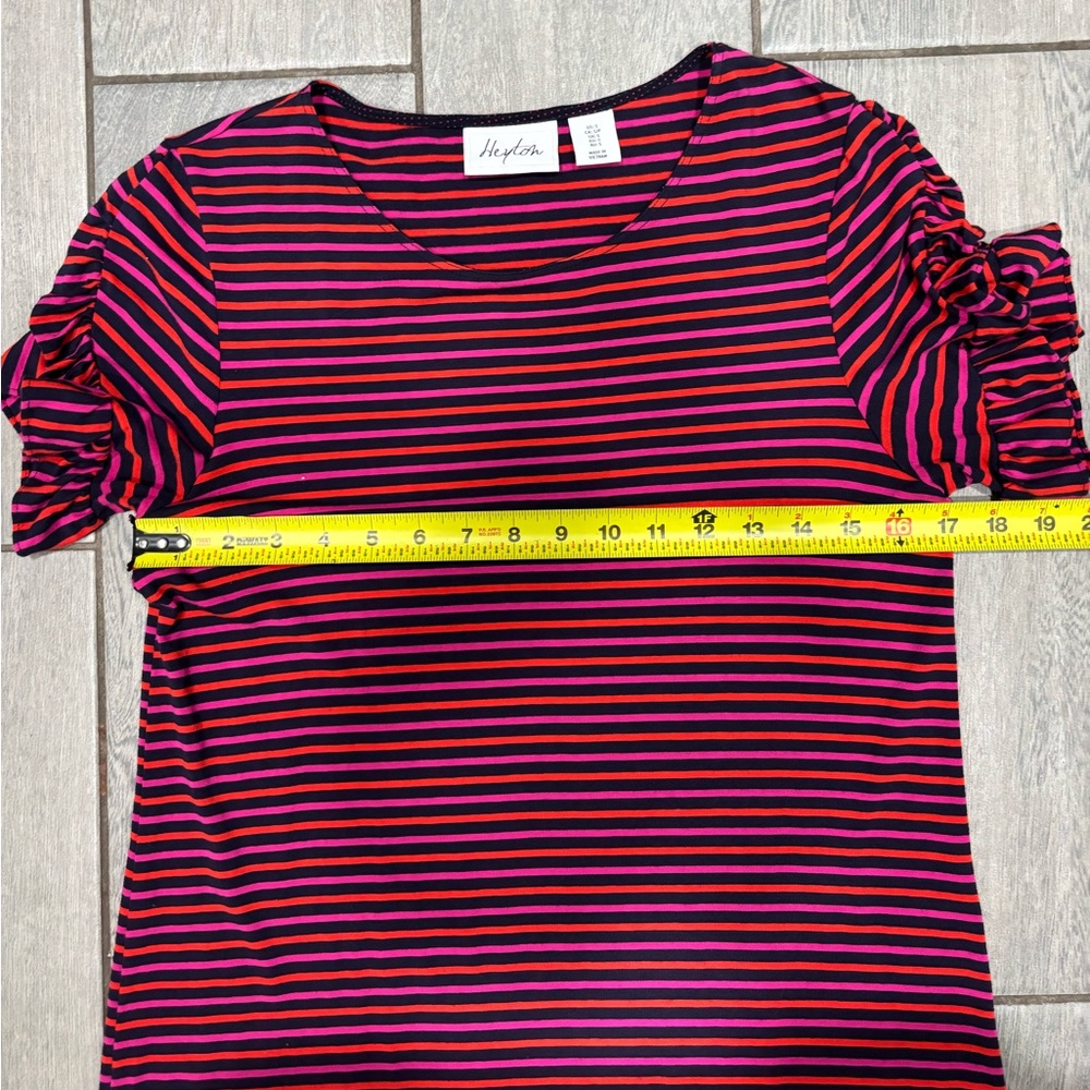 Heyton Striped Stretch Dress With Ruffle Sleeves Size Medium - Picture 6 of 9